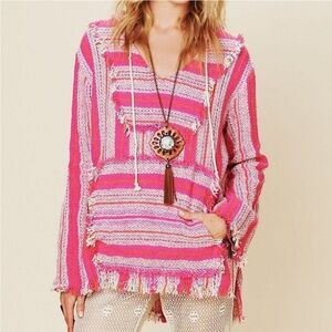 Jen's Pirate Booty Pink Hang Loose Baja Pullover 100% Cotton Hoodie Size XS